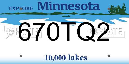 670TQ2 Minnesota License Plate