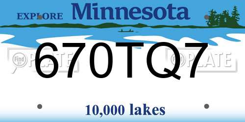 670TQ7 Minnesota License Plate