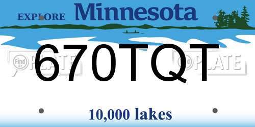 670TQT Minnesota License Plate