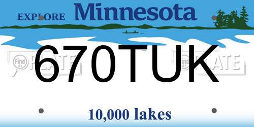 670TUK Minnesota License Plate