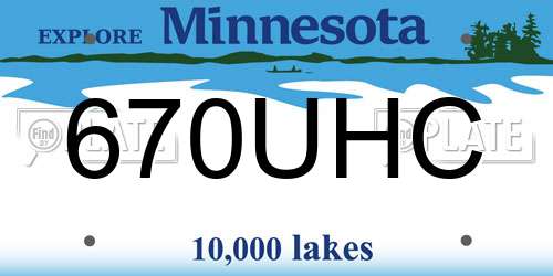 670UHC Minnesota License Plate