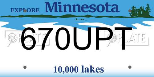 670UPT Minnesota License Plate