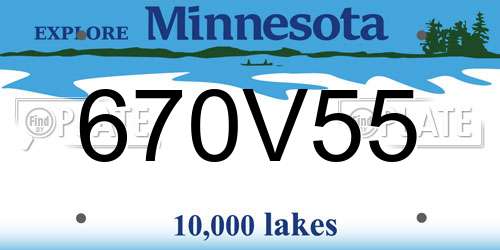 670V55 Minnesota License Plate