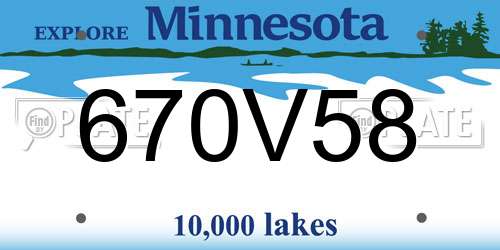 670V58 Minnesota License Plate