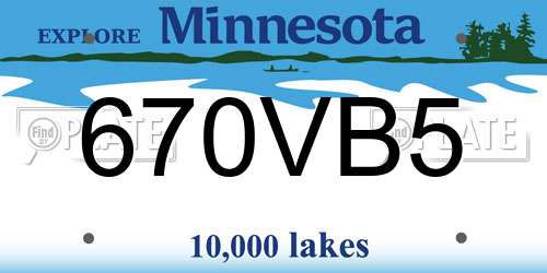 670VB5 Minnesota License Plate