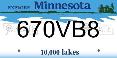 670VB8 Minnesota License Plate