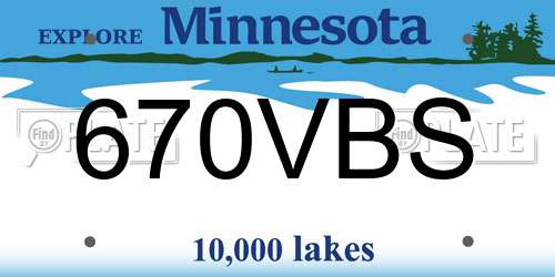 670VBS Minnesota License Plate