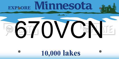 670VCN Minnesota License Plate