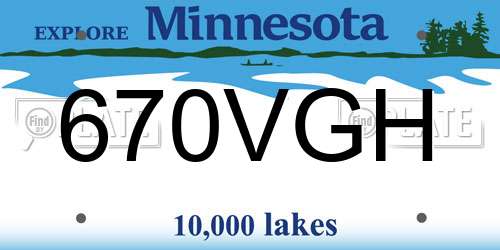 670VGH Minnesota License Plate