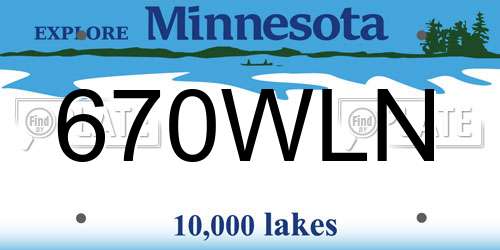 670WLN Minnesota License Plate