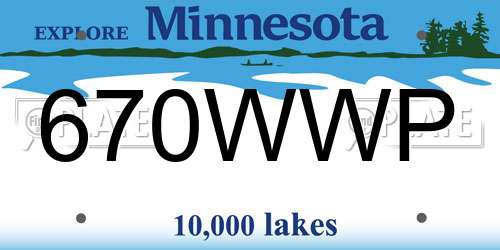 670WWP Minnesota License Plate