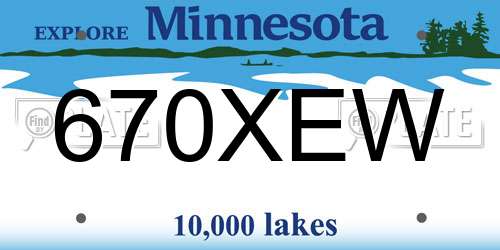 670XEW Minnesota License Plate