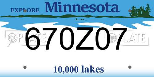 670Z07 Minnesota License Plate