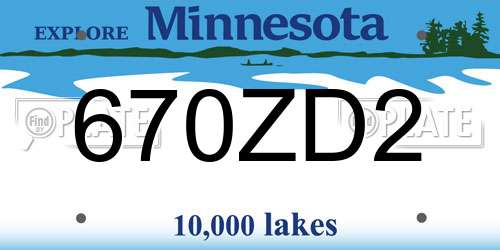 670ZD2 Minnesota License Plate
