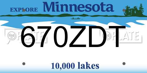 670ZDT Minnesota License Plate