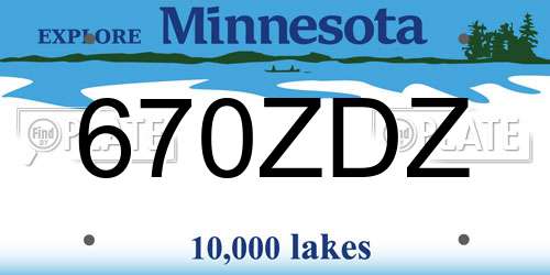 670ZDZ Minnesota License Plate