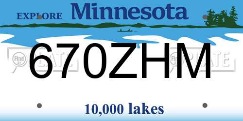 670ZHM Minnesota License Plate