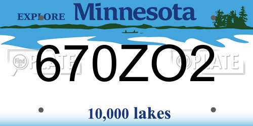 670ZO2 Minnesota License Plate