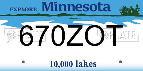 670ZOT Minnesota License Plate