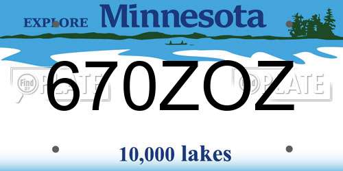 670ZOZ Minnesota License Plate
