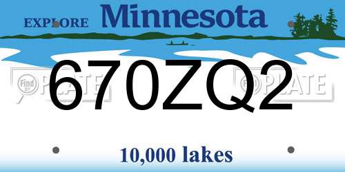 670ZQ2 Minnesota License Plate