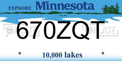 670ZQT Minnesota License Plate