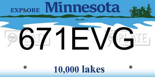 671EVG Minnesota License Plate