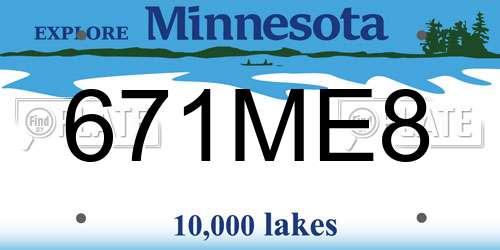 671ME8 Minnesota License Plate