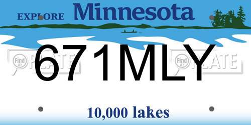 671MLY Minnesota License Plate