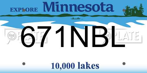 671NBL Minnesota License Plate