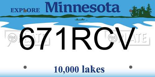 671RCV Minnesota License Plate