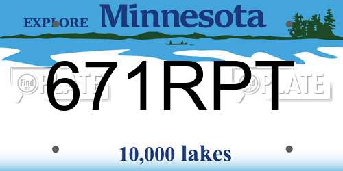 671RPT Minnesota License Plate