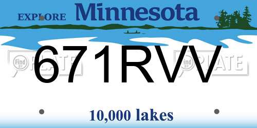 671RVV Minnesota License Plate
