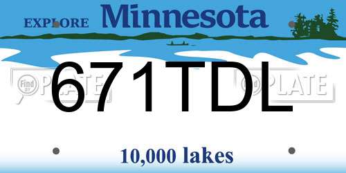 671TDL Minnesota License Plate