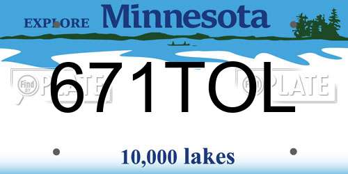 671TOL Minnesota License Plate