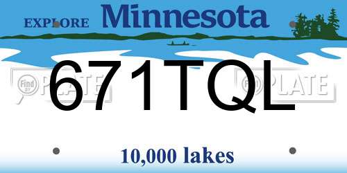 671TQL Minnesota License Plate