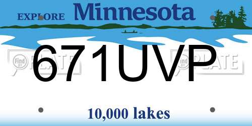 671UVP Minnesota License Plate