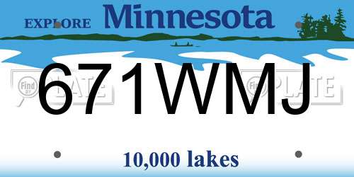 671WMJ Minnesota License Plate