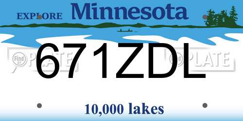 671ZDL Minnesota License Plate