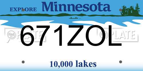 671ZOL Minnesota License Plate