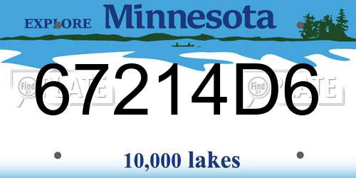 67214D6 Minnesota License Plate