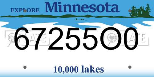 67255O0 Minnesota License Plate