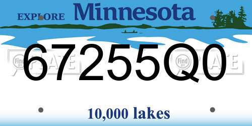 67255Q0 Minnesota License Plate