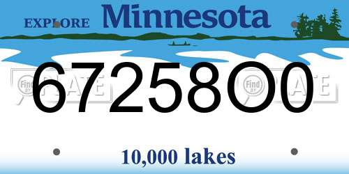 67258O0 Minnesota License Plate