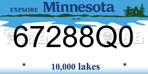 67288Q0 Minnesota License Plate