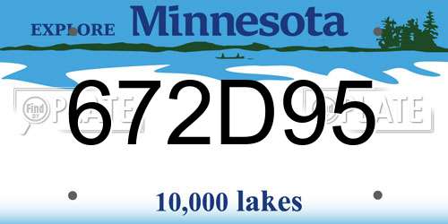 672D95 Minnesota License Plate