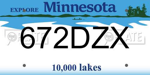 672DZX Minnesota License Plate