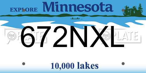 672NXL Minnesota License Plate