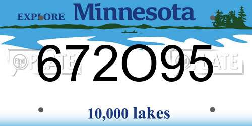 672O95 Minnesota License Plate