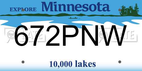 672PNW Minnesota License Plate